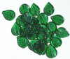 25 18x13mm Dark Green Leaf Pendant Beads